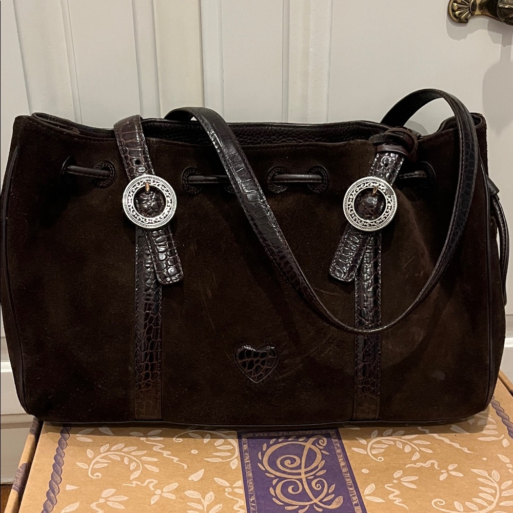 Elegant Brown Suede Brighton Handbag